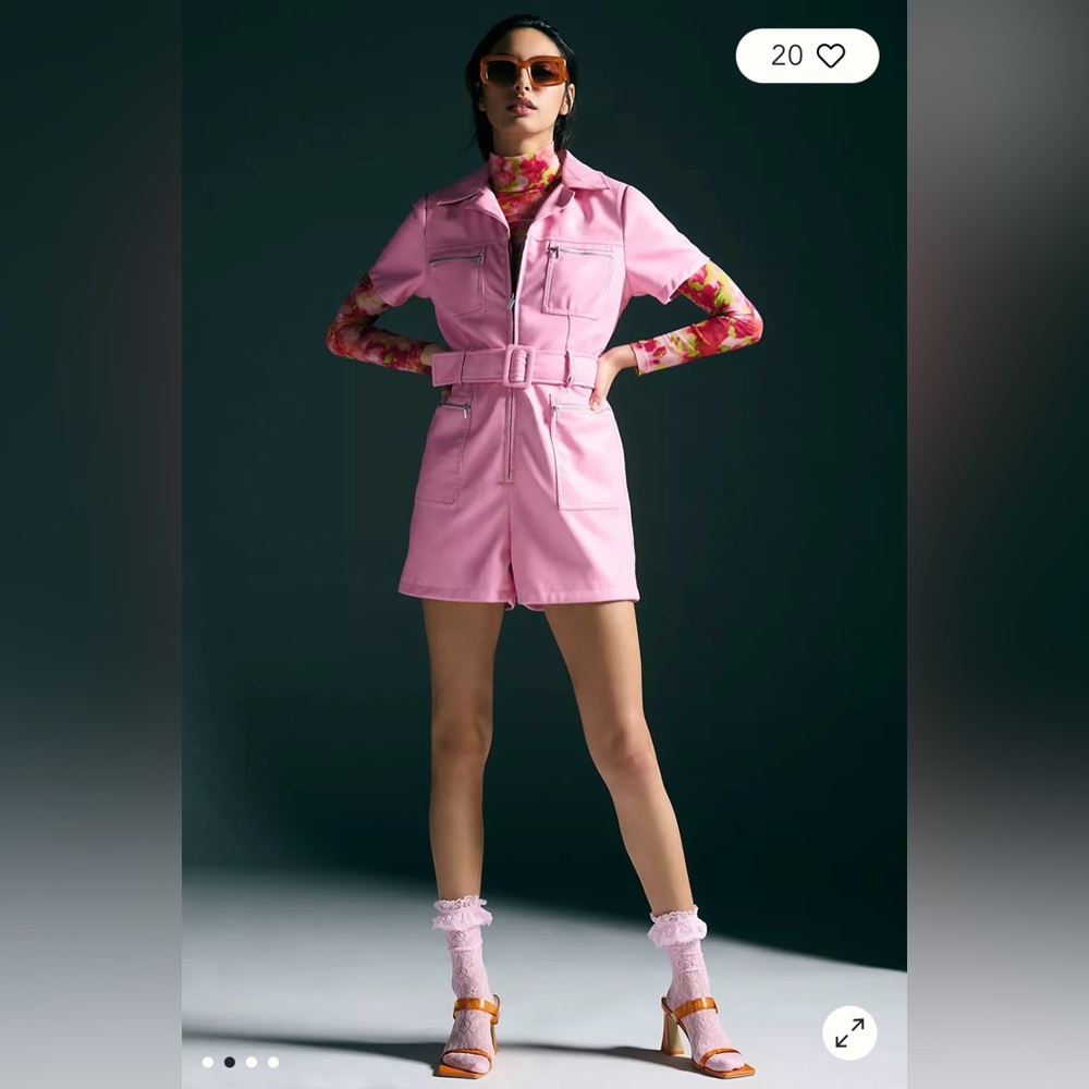 Avec Les Filles Pink Vegan Leather Romper
